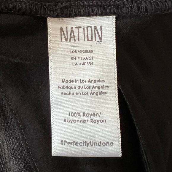 Nation Ltd Fairfax Straight Leg Trouser Pant Silky Relaxed Pull-On Black XS - Picture 9 of 10